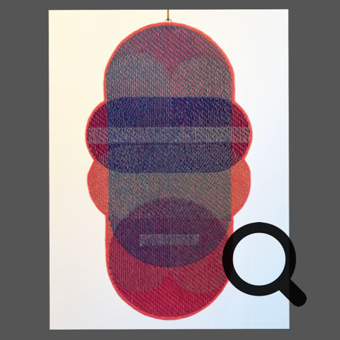 Wandschmuck   Gesicht auf Filz gestickt