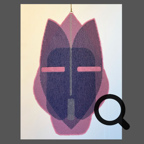 Wandschmuck   Gesicht auf Filz gestickt