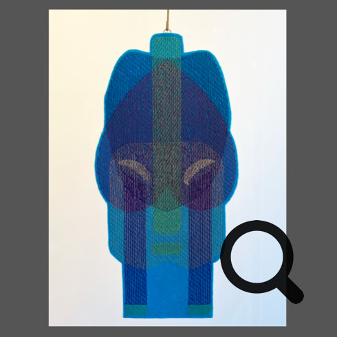 Wandschmuck   Gesicht auf Filz gestickt